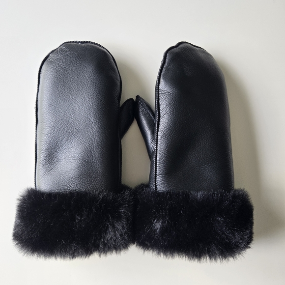 ZARA FAUX LEATHER MITTENS - Picture 1 of 10